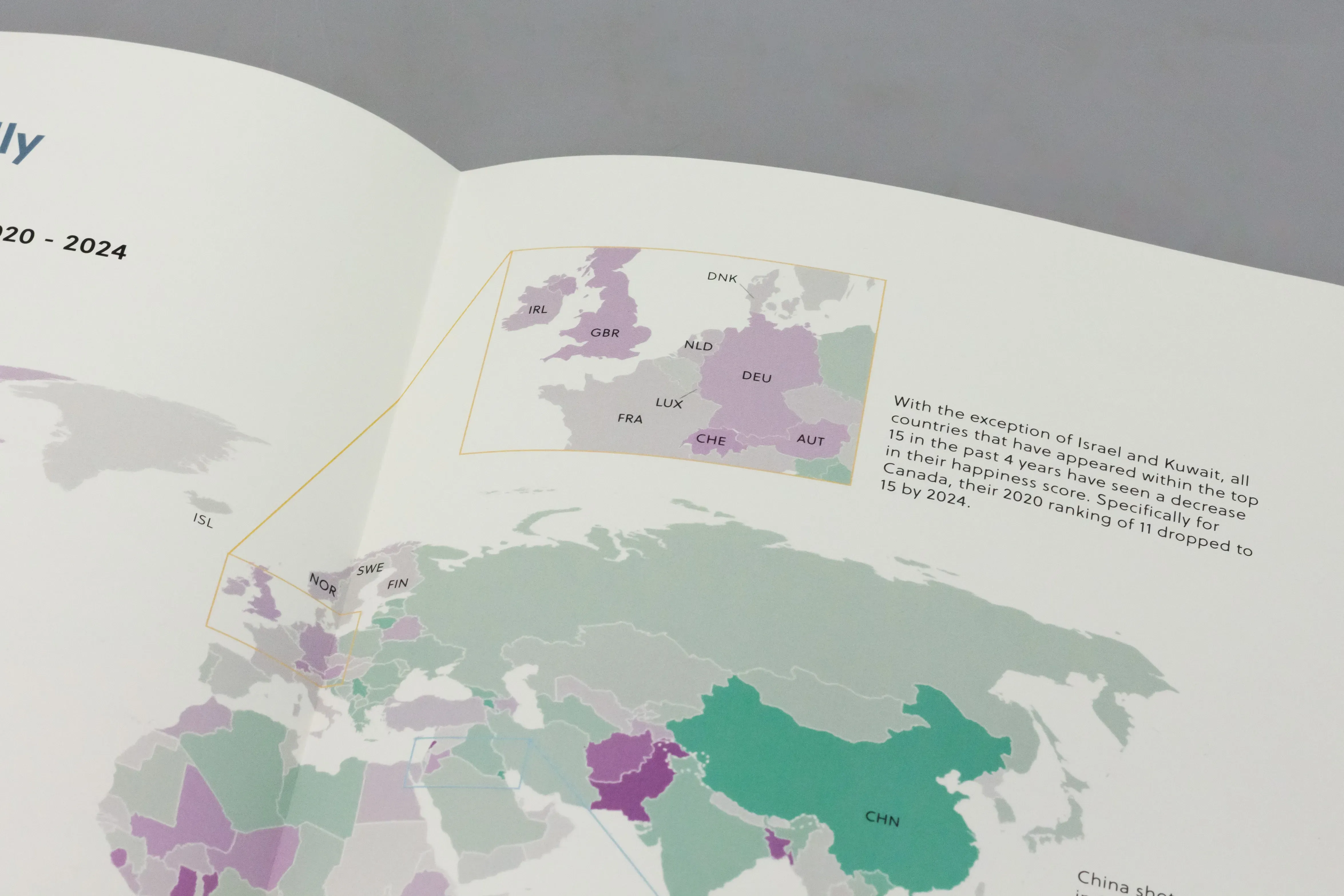 Close-up detail of European region data visualization