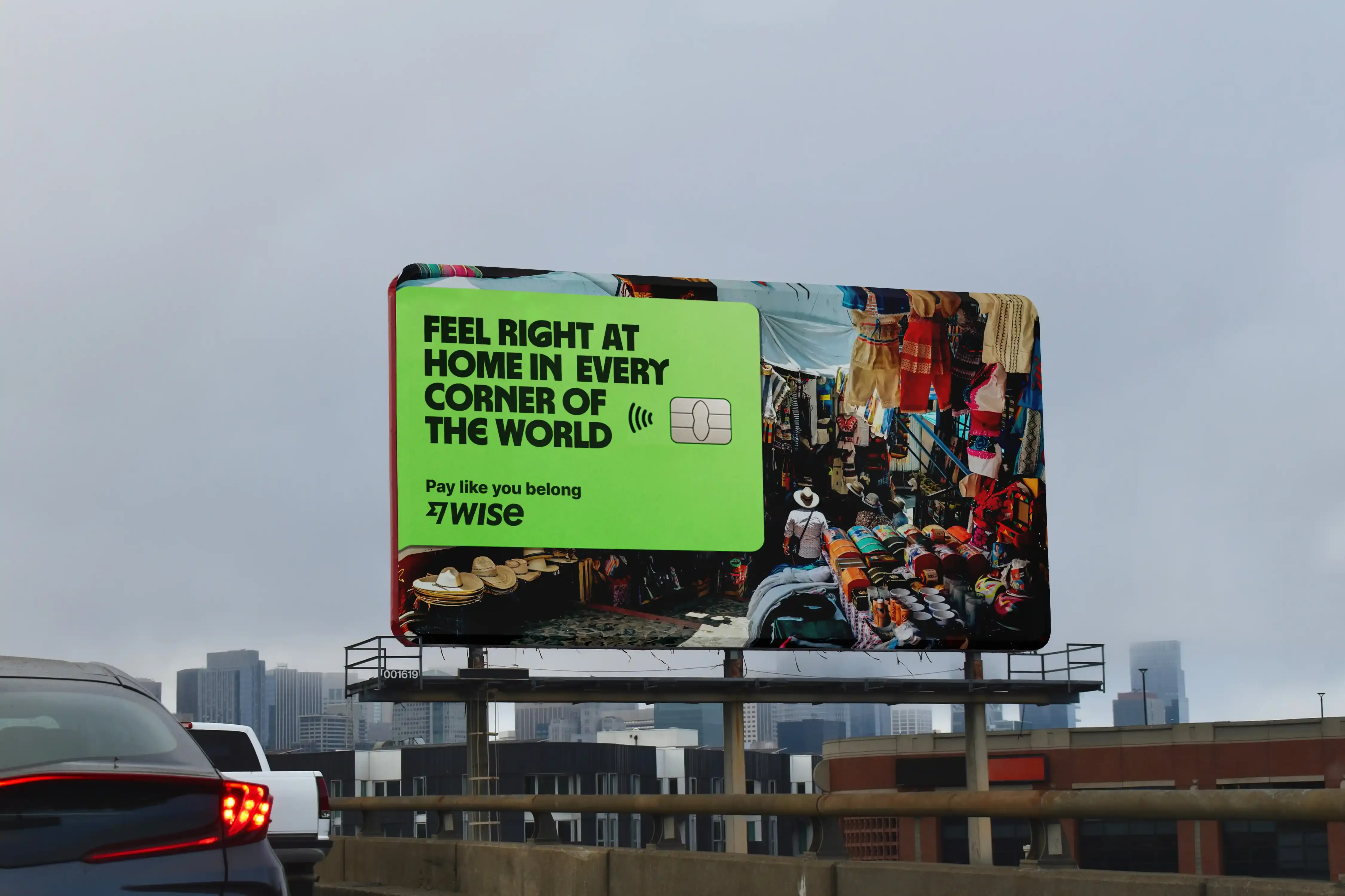 Traffic billboard mock-up showing Wise campaign